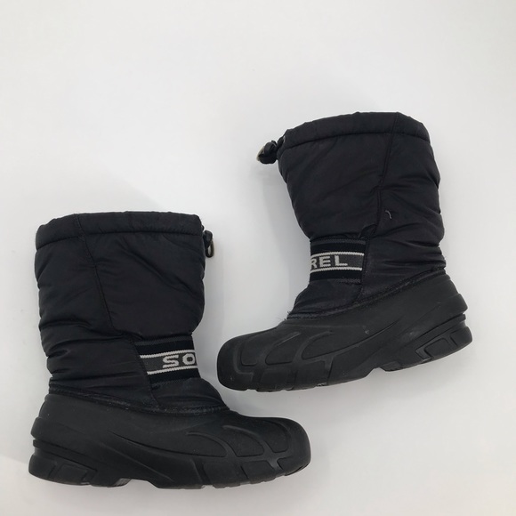 Sorel black pull-on logo boys winter boots - Picture 7 of 9